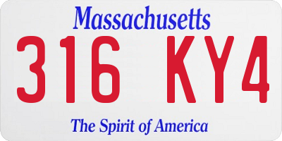 MA license plate 316KY4