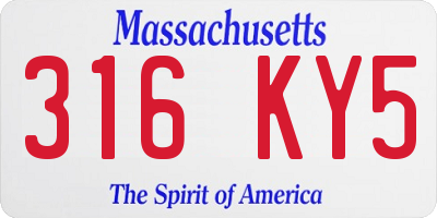 MA license plate 316KY5