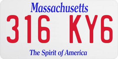 MA license plate 316KY6