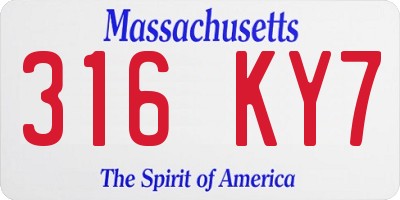 MA license plate 316KY7