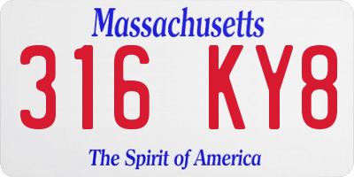 MA license plate 316KY8