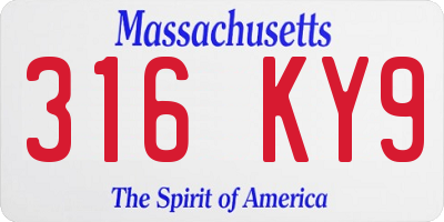 MA license plate 316KY9