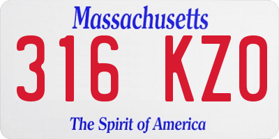 MA license plate 316KZ0