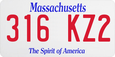 MA license plate 316KZ2