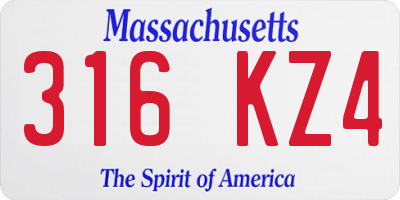 MA license plate 316KZ4