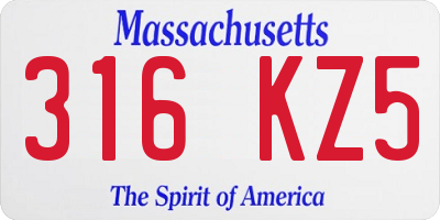 MA license plate 316KZ5