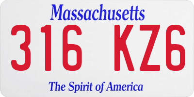 MA license plate 316KZ6