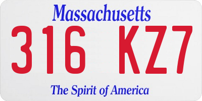 MA license plate 316KZ7