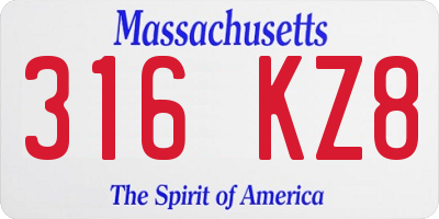 MA license plate 316KZ8