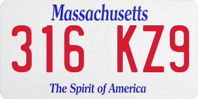 MA license plate 316KZ9