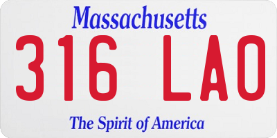 MA license plate 316LA0
