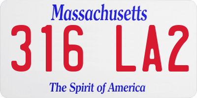 MA license plate 316LA2