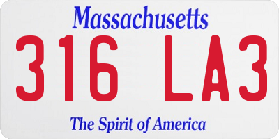MA license plate 316LA3