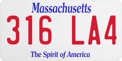 MA license plate 316LA4