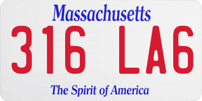 MA license plate 316LA6