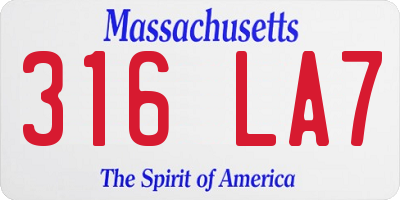 MA license plate 316LA7