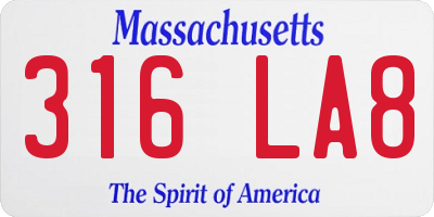 MA license plate 316LA8