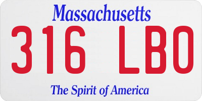 MA license plate 316LB0