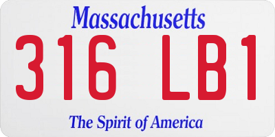 MA license plate 316LB1