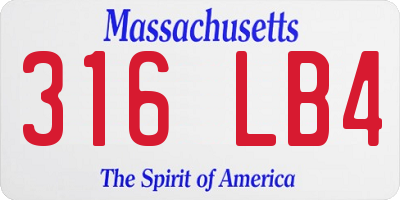 MA license plate 316LB4