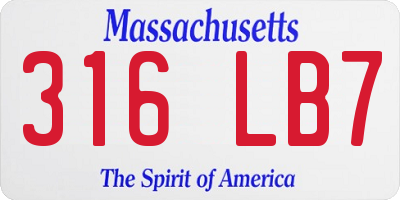MA license plate 316LB7