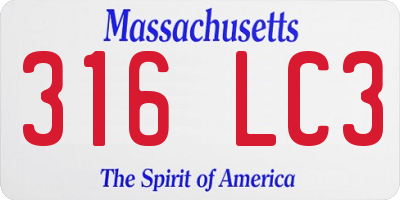 MA license plate 316LC3