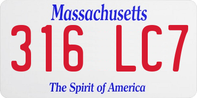 MA license plate 316LC7