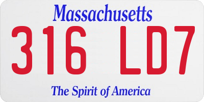 MA license plate 316LD7