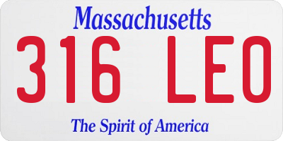 MA license plate 316LE0