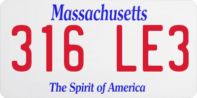 MA license plate 316LE3