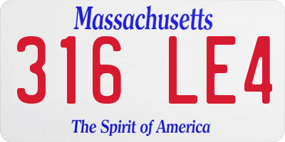 MA license plate 316LE4