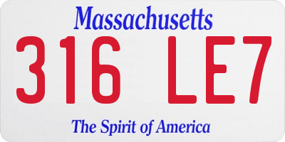 MA license plate 316LE7