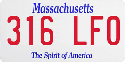 MA license plate 316LF0