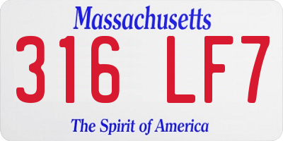 MA license plate 316LF7
