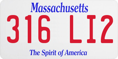MA license plate 316LI2
