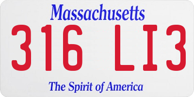 MA license plate 316LI3