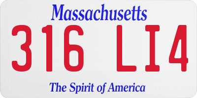 MA license plate 316LI4