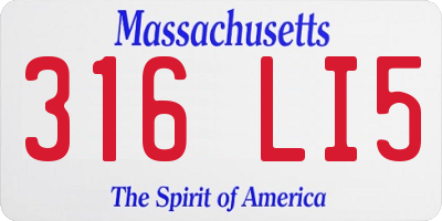 MA license plate 316LI5