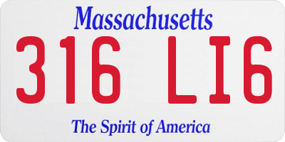 MA license plate 316LI6