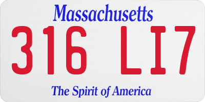 MA license plate 316LI7