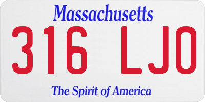 MA license plate 316LJ0