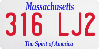 MA license plate 316LJ2
