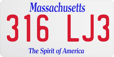 MA license plate 316LJ3
