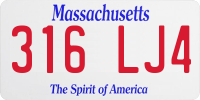 MA license plate 316LJ4