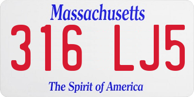 MA license plate 316LJ5