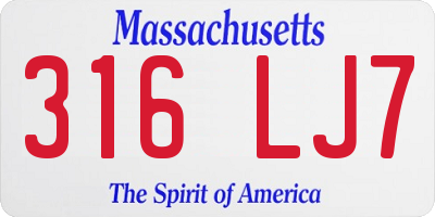 MA license plate 316LJ7