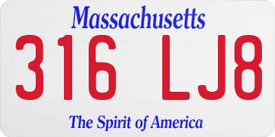 MA license plate 316LJ8
