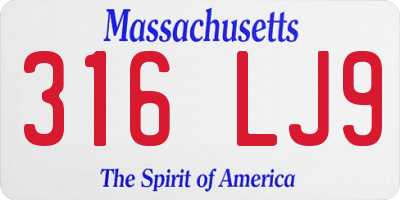 MA license plate 316LJ9