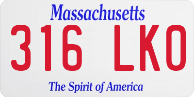 MA license plate 316LK0