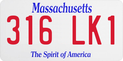 MA license plate 316LK1